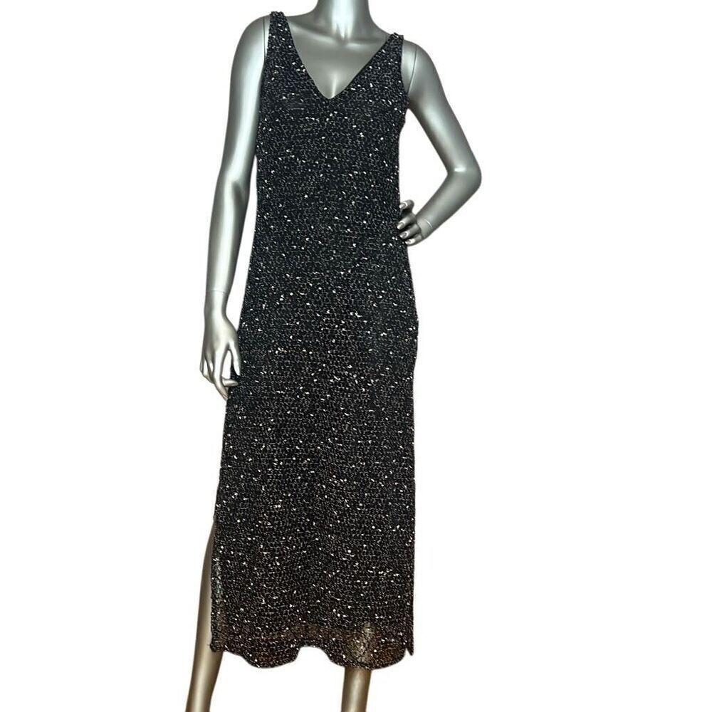 ZARA Black Mesh Slip Midi Dress Size S (003)